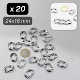 20 Clipsable Chain Rings in Metallized Plastic colour Silver Size 24x16mm - ACCESSOIRES LEDUC BV